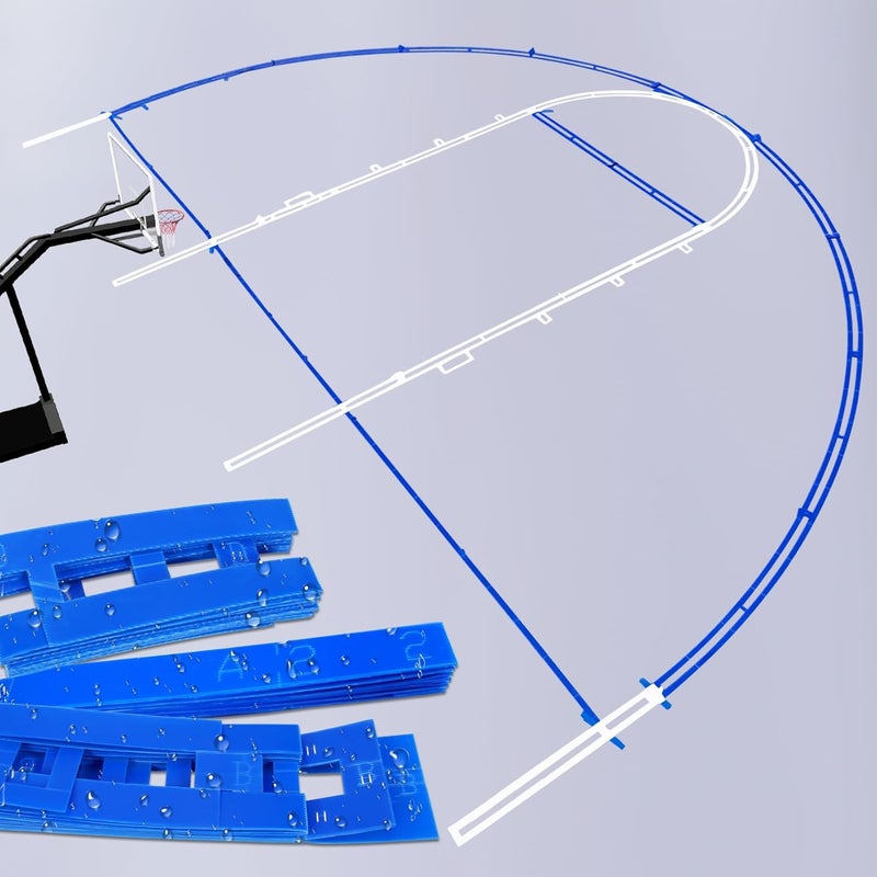 LndscLaser Reusable Waterproof Basketball Court Stencil Kit for Concrete, Basketball Court Marking Kit, Plastic Material, Sun-Resistant NOT Paper Board, Durable,Reusable, Can be Used More Than 20 Times - Image 1